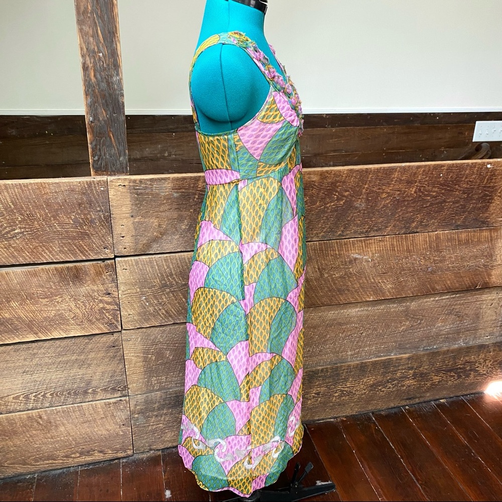 Parameter Fairytale Peacock Patchwork Silk Dress - image 2